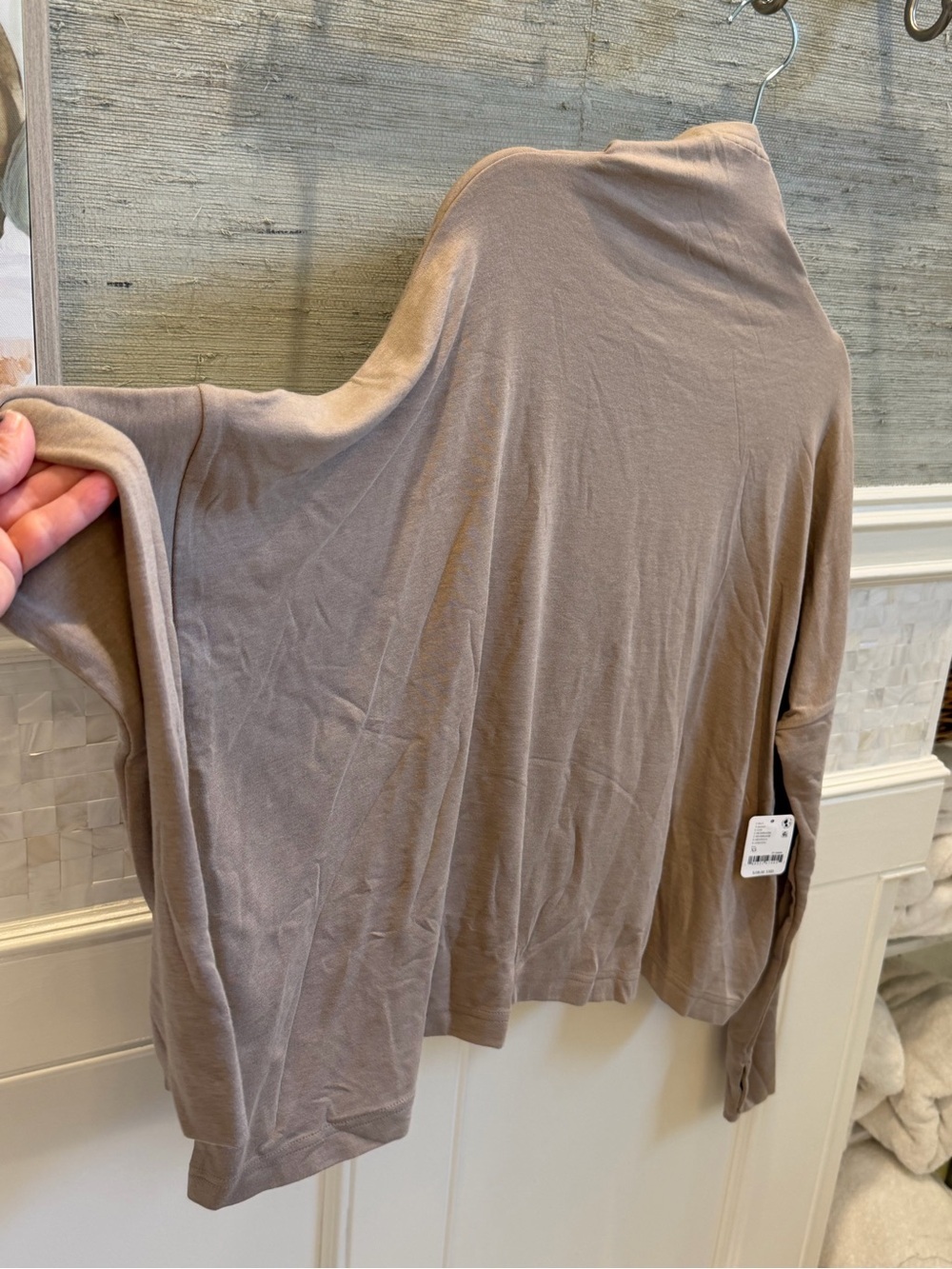 NWT new XS free people movement flow tencel wool layer top flowy mushroom taupe - Picture 6 of 13
